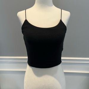 Garage tank top black size S think straps 57% cotton 38% rayon 5% spandex